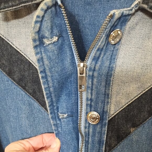 Wild Fable Heavyweight Colorblock Denim Bomber Jacket XL Retro 90s Winter - Picture 3 of 6